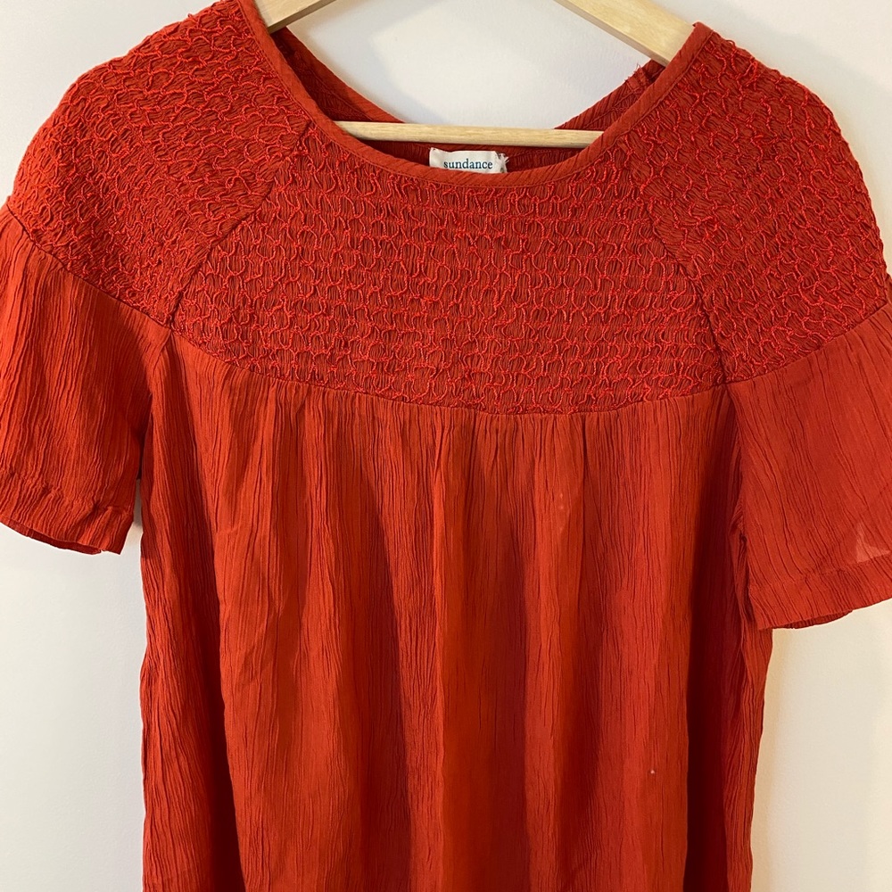 Sundance Crinkle Voile Smocked Modal Top